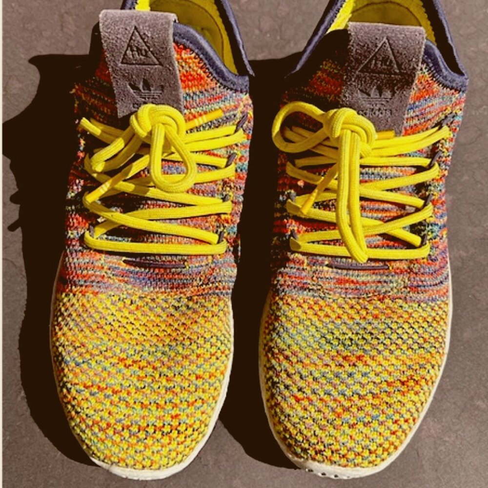 Adidas Pharrell Williams Mens 6 Original Tennis Hu Prime knit Shoes  Multi Yello
